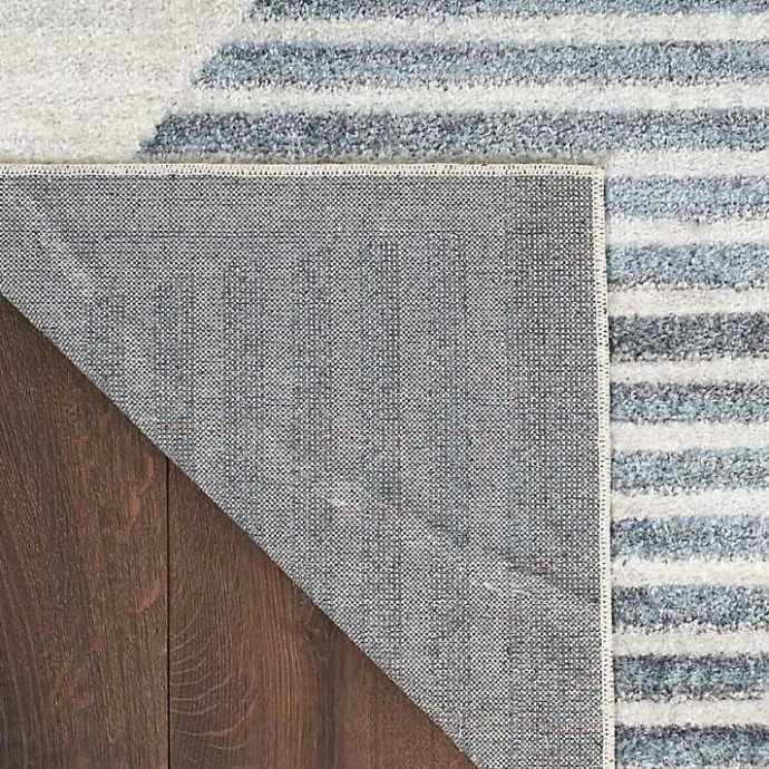 New Kirklands Home Blue Linear Geometric Washable Area Rug, 9x12