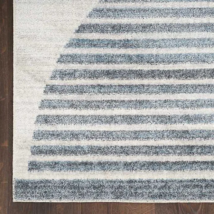 New Kirklands Home Blue Linear Geometric Washable Area Rug, 9x12