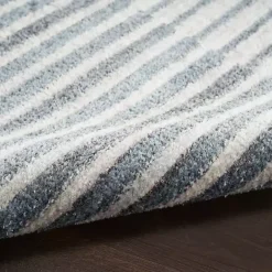New Kirklands Home Blue Linear Geometric Washable Area Rug, 9x12