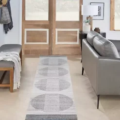 Kirklands Home Blue Linear Sphere Washable Runner, 2x10