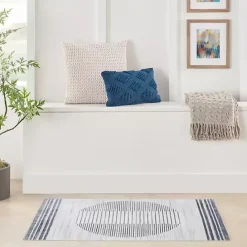 Kirklands Home Blue Linear Sphere Washable Area Rug, 4x6