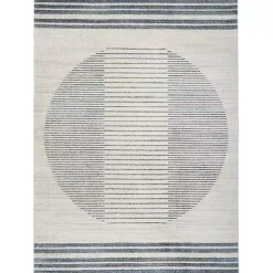 Sale Kirklands Home Blue Linear Sphere Washable Area Rug, 6x9