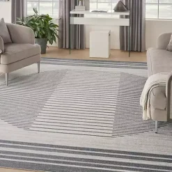 Online Kirklands Home Blue Linear Sphere Washable Area Rug, 7x10