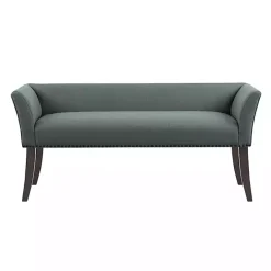 Sale Kirklands Home Low Back Flared Nailhead Trim Bench Blue