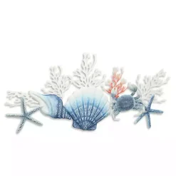 Discount Kirklands Home Blue Metal Coral and Shell Wall Plaque