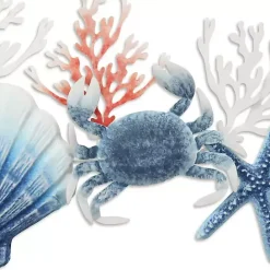 Discount Kirklands Home Blue Metal Coral and Shell Wall Plaque
