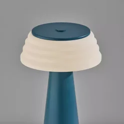 Sale Kirklands Home Metal Cordless Lamp with White Ribbed Shade Blue