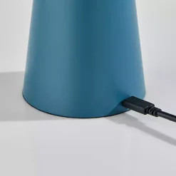 Sale Kirklands Home Metal Cordless Lamp with White Ribbed Shade Blue