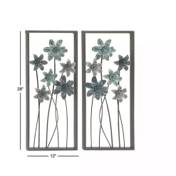 Kirklands Home Metal Floral Panel Wall Plaques, Set of 2 Blue