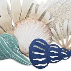 Kirklands Home Blue Metal Reef and Shell Wall Plaque