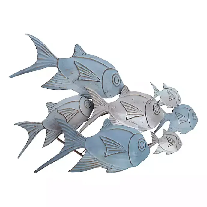 Hot Kirklands Home Metal School of Fish Wall Plaque Blue