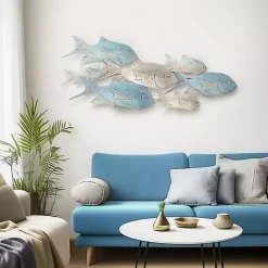Hot Kirklands Home Metal School of Fish Wall Plaque Blue