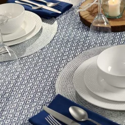 Best Kirklands Home Mini Diamond Fringe End Table Runner, 108 in. Blue