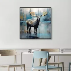 Sale Kirklands Home Blue Moody Moose Framed Canvas Art Print