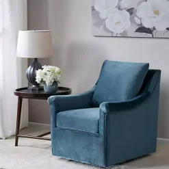 New Kirklands Home Mora Swivel Accent Chair Blue