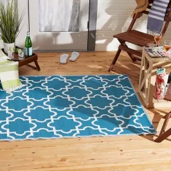 Outlet Kirklands Home Blue Moroccan Trellis Outdoor Area Rug, 4x6