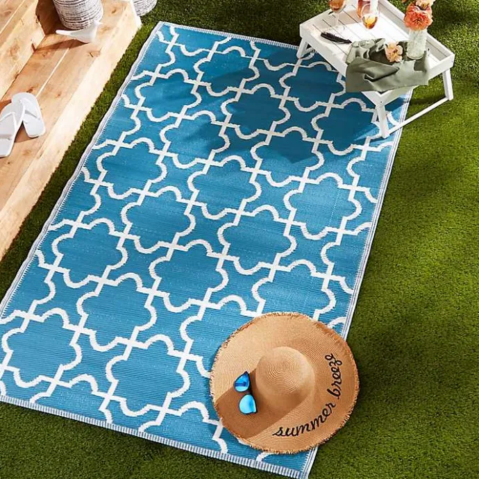 Outlet Kirklands Home Blue Moroccan Trellis Outdoor Area Rug, 4x6