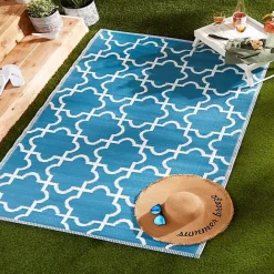 Outlet Kirklands Home Blue Moroccan Trellis Outdoor Area Rug, 4x6