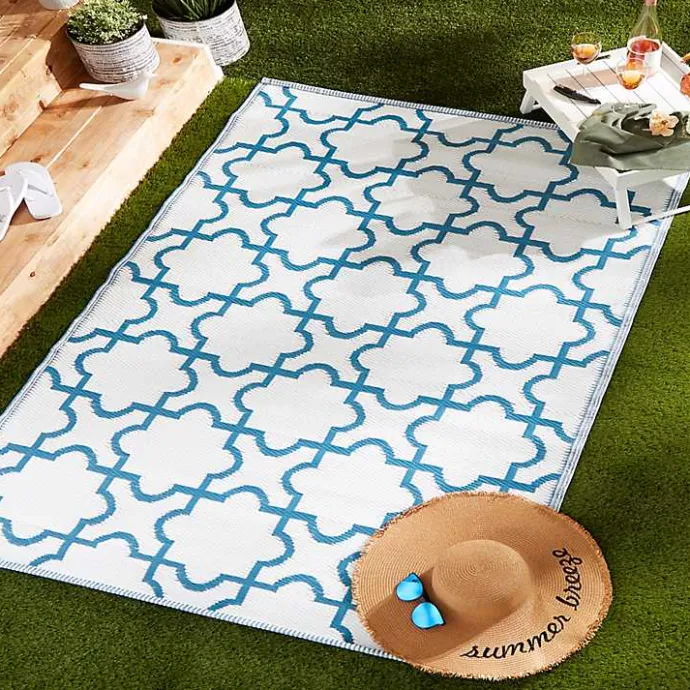 Outlet Kirklands Home Blue Moroccan Trellis Outdoor Area Rug, 4x6