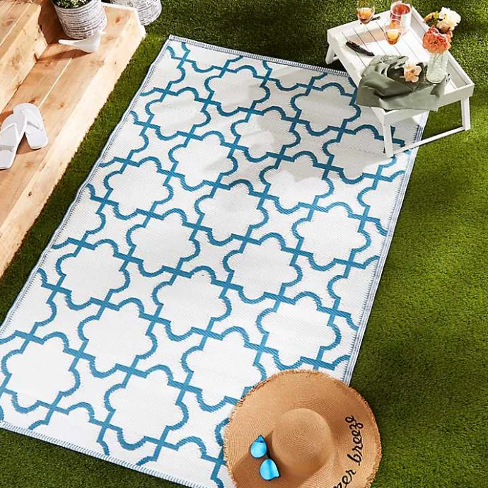 Outlet Kirklands Home Blue Moroccan Trellis Outdoor Area Rug, 4x6