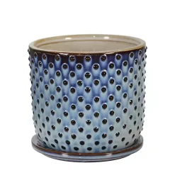 Online Kirklands Home Blue Ombre Dotted Ceramic Planter with Saucer
