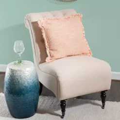 Kirklands Home Blue Ombre Mosaic Capiz Shell Drum End Table