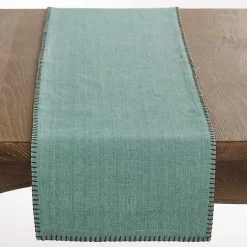 Hot Kirklands Home Overcast Stitch Cotton Table Runner Blue