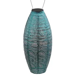 Sale Kirklands Home Paisley Oblong Hanging LED Outdoor Lantern Blue