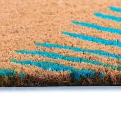 New Kirklands Home Blue Palm Fronds Welcome Coir Doormat