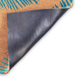 New Kirklands Home Blue Palm Fronds Welcome Coir Doormat