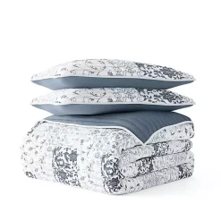 Clearance Kirklands Home Blue Patchwork Reversible 3-pc. Queen Quilt Set