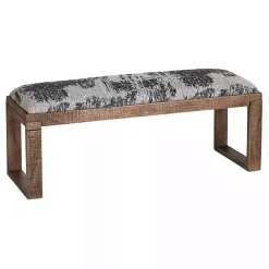 Kirklands Home Blue Pattern Upholstered Wood Bench