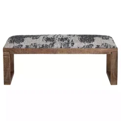 Kirklands Home Blue Pattern Upholstered Wood Bench