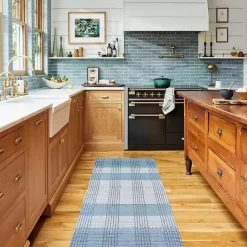 Clearance Kirklands Home Plaid Emily Henderson x RugsUSA Runner, 2x8 Blue