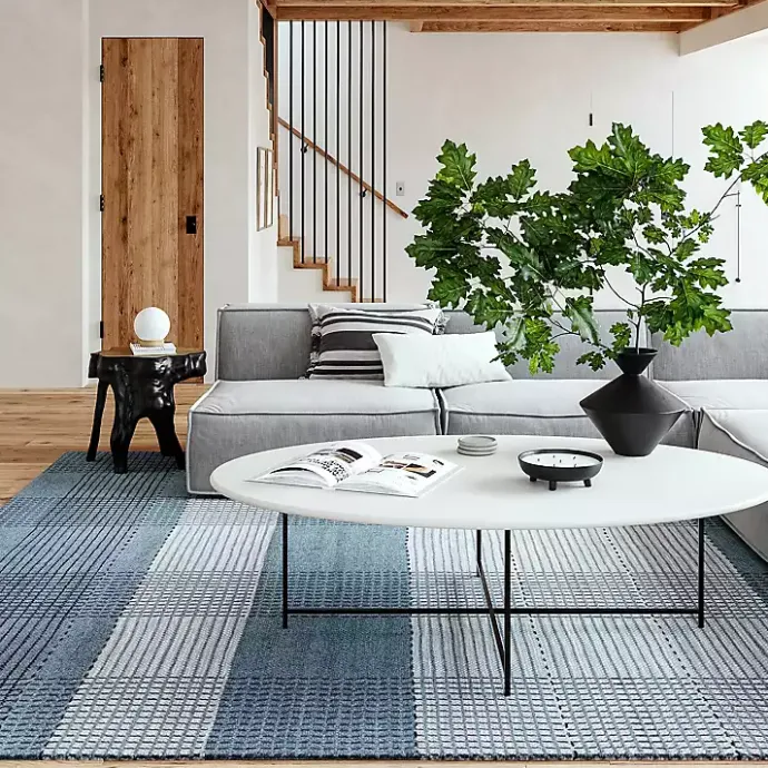 Sale Kirklands Home Plaid Emily Henderson x RugsUSA Rug, 8x10 Blue