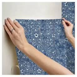 Hot Kirklands Home Provincial Tiles Peel & Stick Wallpaper Blue