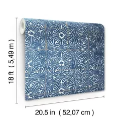 Hot Kirklands Home Provincial Tiles Peel & Stick Wallpaper Blue