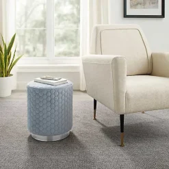 Clearance Kirklands Home Blue Quilted Honeycomb Ottoman