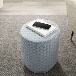 Clearance Kirklands Home Blue Quilted Honeycomb Ottoman