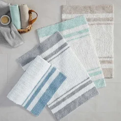 Discount Kirklands Home Blue Reversible Stripe Trim Bath Mat, 72 in.