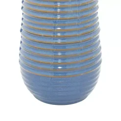 New Kirklands Home Blue Ribbed Stoneware Table Lamp White