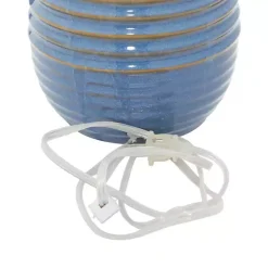 New Kirklands Home Blue Ribbed Stoneware Table Lamp White
