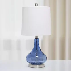 Discount Kirklands Home Rippled Glass Droplet Table Lamp Blue