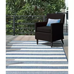 Kirklands Home Robin Stripe Outdoor Rug, 5x8 Blue