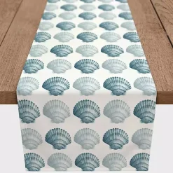Kirklands Home Blue Scallop Seashells Table Runner, 90 in.