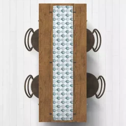 Kirklands Home Blue Scallop Seashells Table Runner, 90 in.