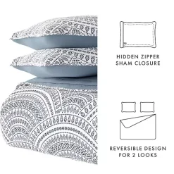 Online Kirklands Home Blue Scalloped Reversible 3-pc. Queen Quilt Set