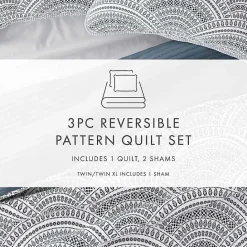 Best Kirklands Home Blue Scalloped Reversible 3-pc. King Quilt Set