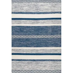 Discount Kirklands Home Seabrook Striped Fringe Wool Area Rug, 7x9 Blue
