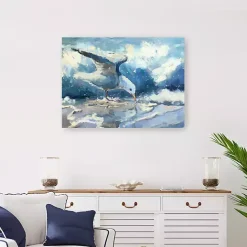 Hot Kirklands Home Seagull and Waves Canvas Art Print Blue